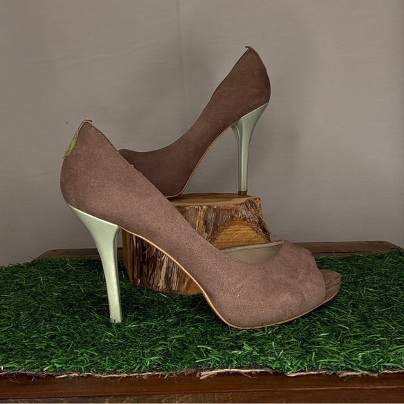 Olsen Haus Shoes - Olsen Haus Elegant Peep-Toe Tan Heels